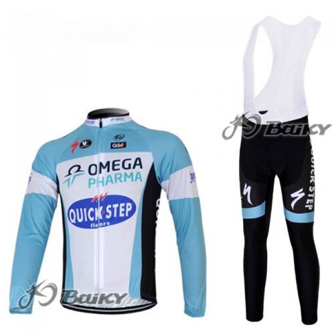 Omega Pharma Quick Step Pro Team Fahrradbekleidung Radtrikot Satz Langarm und Lange Trägerhose Blau Weiß Radtrikot Kaufen Omega Pharma Quick Step Pro Team Fahrradbekleidung Radtrikot Satz Langarm und Lange Trägerhose Blau Weiß Radtrikot Kaufen