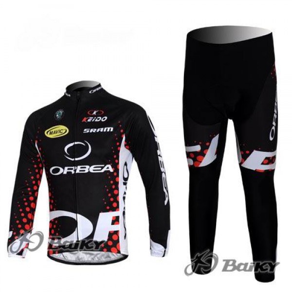 Orbea Pro Team Fahrradbekleidung Radtrikot Satz Langarm und Lange Fahrradhose Schwarz Rot Radtrikot Kaufen