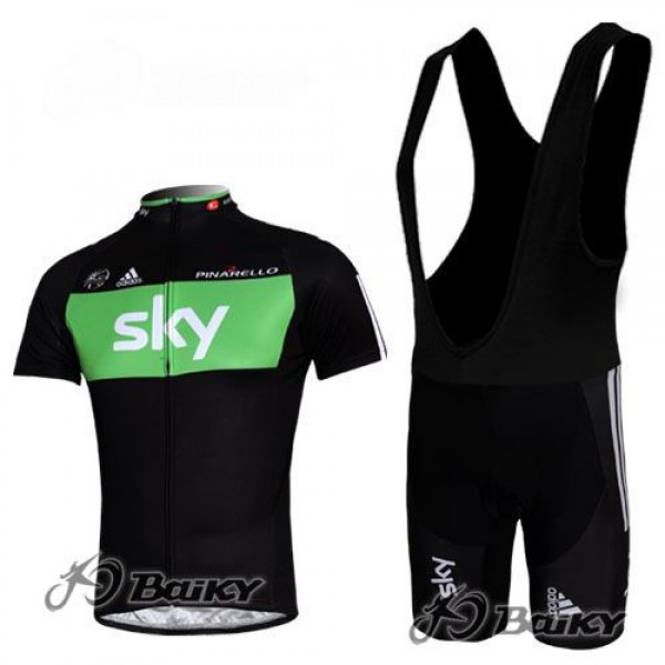 SKY Pro Team Fahrradbekleidung Satz Fahrradtrikot Kurzarm Trikot und Kurz Trägerhose Schwarz Grün Radtrikot Kaufen