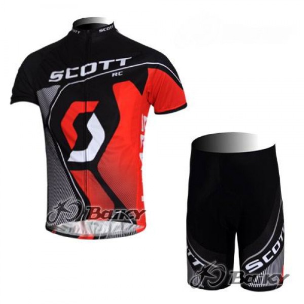 Scott Racing Team Radbekleidung Radtrikot Kurzarm und Fahrradhosen Kurz Schwarz Rot Radtrikot Kaufen