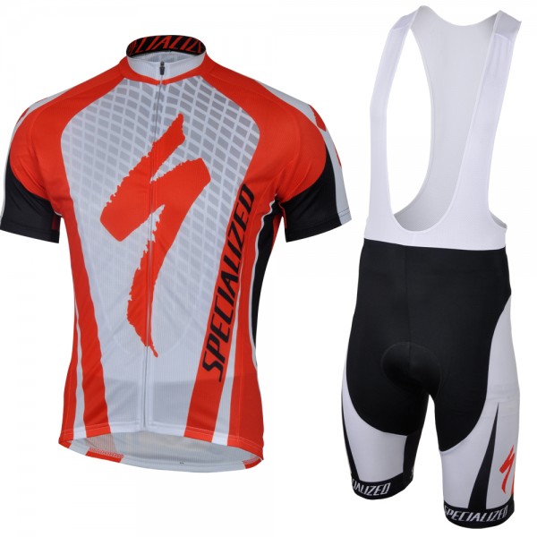 2013 Specialized Fahrradbekleidung Satz Fahrradtrikot Kurzarm Trikot und Kurz Trägerhose Weiß Rot Schwarz Radtrikot Kaufen