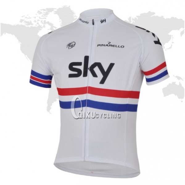 2013 Team Sky Radtrikot Kurzarm Weiß Rot Blau Radtrikot Kaufen