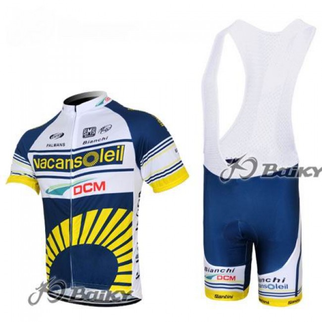 2012 Vacansoleil-DCM Fahrradbekleidung Satz Fahrradtrikot Kurzarm Trikot und Kurz Trägerhose Weiß Blau Gelb Radtrikot Kaufen 2012 Vacansoleil-DCM Fahrradbekleidung Satz Fahrradtrikot Kurzarm Trikot und Kurz Trägerhose Weiß Blau Gelb Radtrikot Kaufen