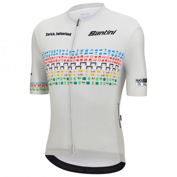Herren Zurich 2024 Santini UCI Masters Weltmeister trikot-Grau Radtrikot Kaufen