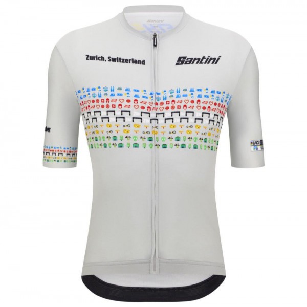 Herren Zurich 2024 Santini UCI Masters Weltmeister trikot-Grau Radtrikot Kaufen