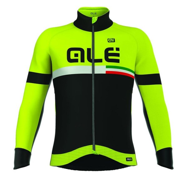 2016 ALE TIRRENO Radtrikot Langarm-Schwarz GELB FLUO Radtrikot Kaufen