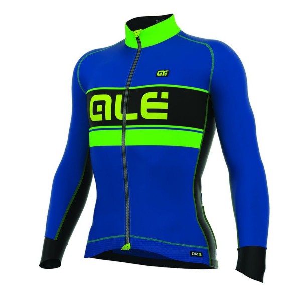 2016 ALE BERING Radtrikot Langarm-BLAU Grün FLUO Radtrikot Kaufen