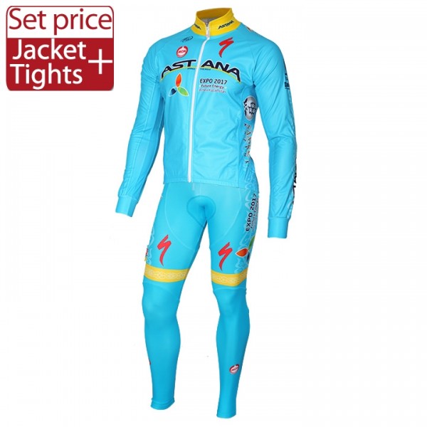 2016 Astana Team Fahrradbekleidung Satz Radtrikot Langarm und Lange Radhose Radtrikot Kaufen