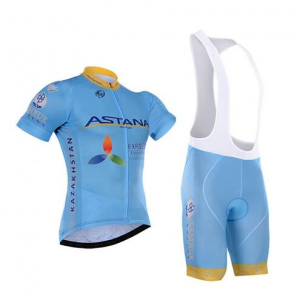 2016 Astana Fahrradbekleidung Satz Fahrradtrikot Kurzarm Trikot und Kurz Trägerhose 02 Radtrikot Kaufen