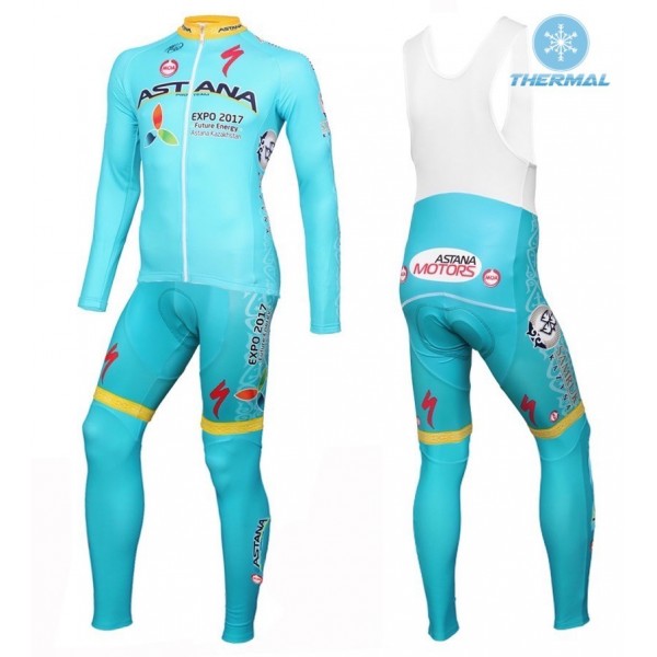 2016 Astana Pro Team thermisch Fahrradbekleidung Satz Radtrikot Langarm+Lang Trägerhose Radtrikot Kaufen