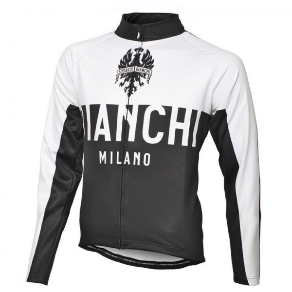 2016 Bianchi Milano Nalon Weiß-Schwarz Radtrikot Langarm Radtrikot Kaufen