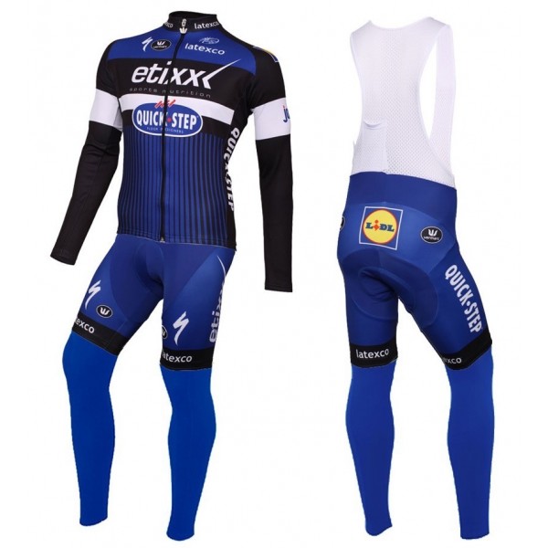 2016 Etixx-Quick Step Blau Fahrradbekleidung Satz Radtrikot Langarm+Lang Trägerhose Radtrikot Kaufen