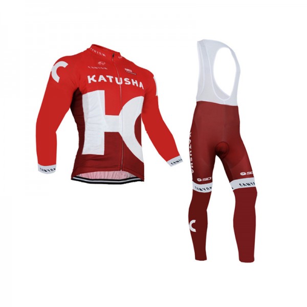 2016 Katusha Fahrradbekleidung Radtrikot Satz Langarm und Lange Trägerhose 02 Radtrikot Kaufen
