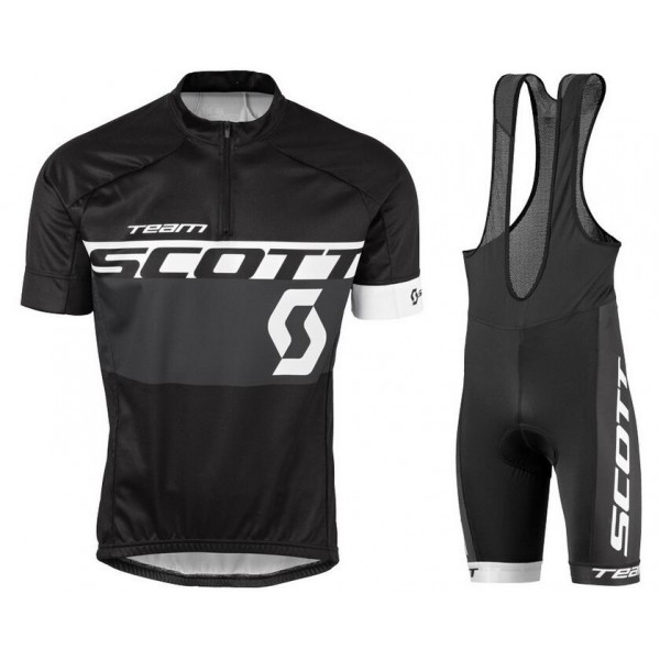 2016 Scott schwarz Weiß Fahrradbekleidung Satz Fahrradtrikot Kurzarm Trikot und Kurz Trägerhose Radtrikot Kaufen