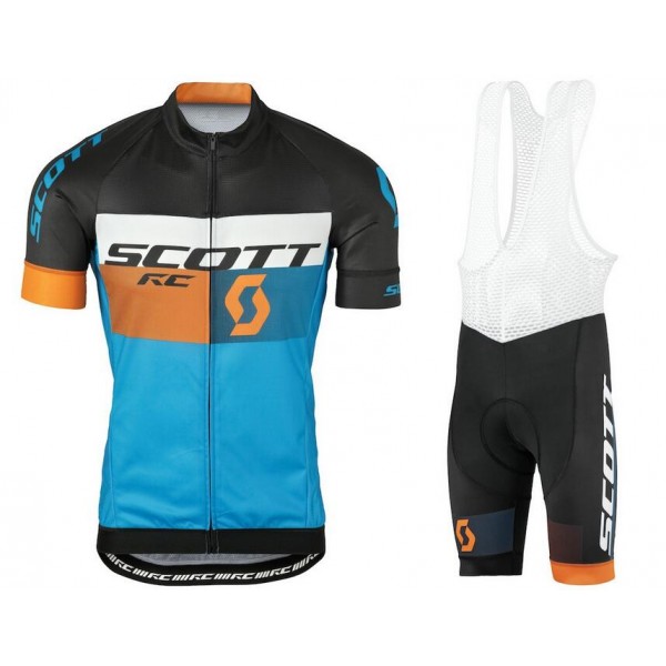 2016 Scott RC schwarz gelb blau Fahrradbekleidung Satz Fahrradtrikot Kurzarm Trikot und Kurz Trägerhose Radtrikot Kaufen