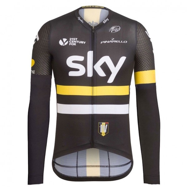 2016 Team Sky IV Schwarz-Gelb Radtrikot Langarm Radtrikot Kaufen