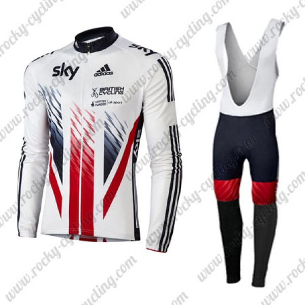 2016 Team SKY British Winter Fahrradbekleidung Radtrikot Satz Langarm und Lange Trägerhose Radtrikot Kaufen