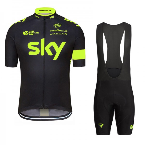 2016 SKY Fluo Yellow Fahrradbekleidung Satz Fahrradtrikot Kurzarm Trikot und Kurz Trägerhose 02 Radtrikot Kaufen