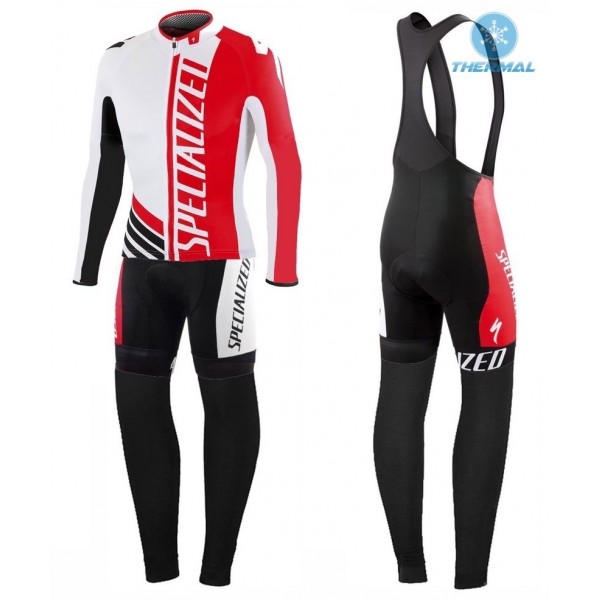 2016 Specialized Pro Team SZK Weiß-Rot thermisch Fahrradbekleidung Satz Radtrikot Langarm+Lang Trägerhose Radtrikot Kaufen