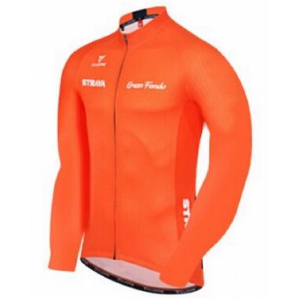 2016 Strava Fahrradtrikot Langarm orange Radtrikot Kaufen