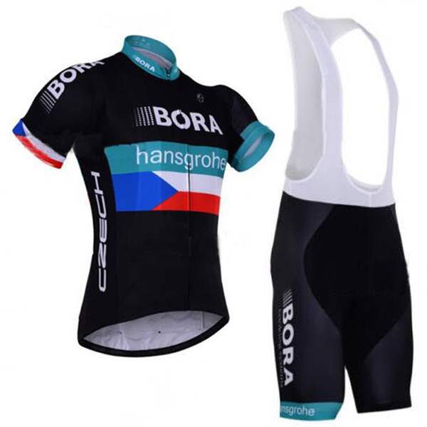 2017 BORA Hansgrohe CZECH Fahrradbekleidung Satz Radtrikot Kurzarm+Kurz Trägerhose Radtrikot Kaufen