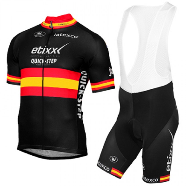 ETIXX-QUICK STEP 2017 Schwarz Rot Gelb Fahrradbekleidung Satz Radtrikot Kurzarm+Kurz Trägerhose Radtrikot Kaufen ETIXX-QUICK STEP 2017 Schwarz Rot Gelb Fahrradbekleidung Satz Radtrikot Kurzarm+Kurz Trägerhose Radtrikot Kaufen
