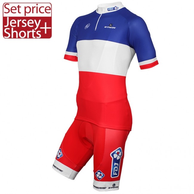 FDJ 2017 Fahrradbekleidung Satz Radtrikot Kurzarm+Kurz Radhose Radtrikot Kaufen FDJ 2017 Fahrradbekleidung Satz Radtrikot Kurzarm+Kurz Radhose Radtrikot Kaufen