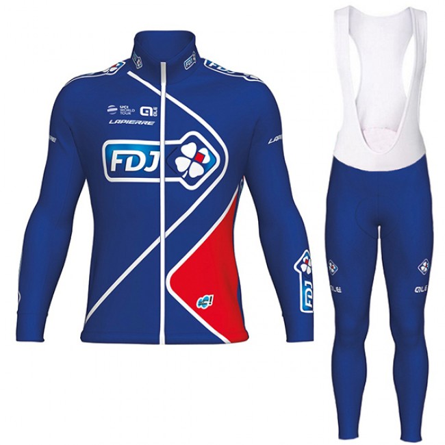 FDJ Pro 2017 Blau Fahrradbekleidung Satz Radtrikot Langarm+Lang Trägerhose Radtrikot Kaufen FDJ Pro 2017 Blau Fahrradbekleidung Satz Radtrikot Langarm+Lang Trägerhose Radtrikot Kaufen