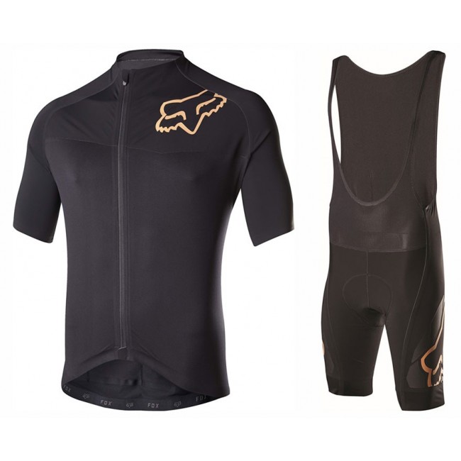 2017 Team FOX Homme Schwarz Gold Fahrradbekleidung Satz Radtrikot Kurzarm+Kurz Trägerhose Radtrikot Kaufen 2017 Team FOX Homme Schwarz Gold Fahrradbekleidung Satz Radtrikot Kurzarm+Kurz Trägerhose Radtrikot Kaufen