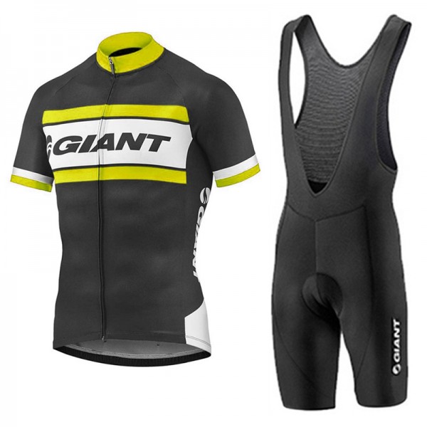 2017 Giant Gelb Schwarz Fahrradbekleidung Satz Radtrikot Kurzarm+Kurz Trägerhose Radtrikot Kaufen