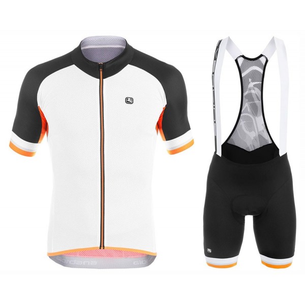 2017 Giordana Silber Line Weiß-Noir-orange Fahrradbekleidung Satz Radtrikot Kurzarm+Kurz Trägerhose Radtrikot Kaufen