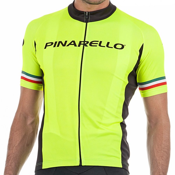 2017 Pinarello Strada Radtrikot Kurzarm-Gelb Italie Radtrikot Kaufen