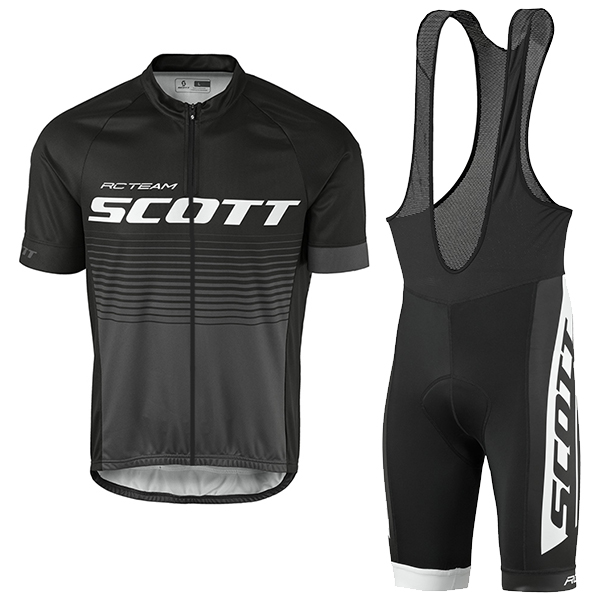 2017 Scott Rc Schwarz Grau Fahrradbekleidung Satz Radtrikot Kurzarm+Kurz Trägerhose Radtrikot Kaufen