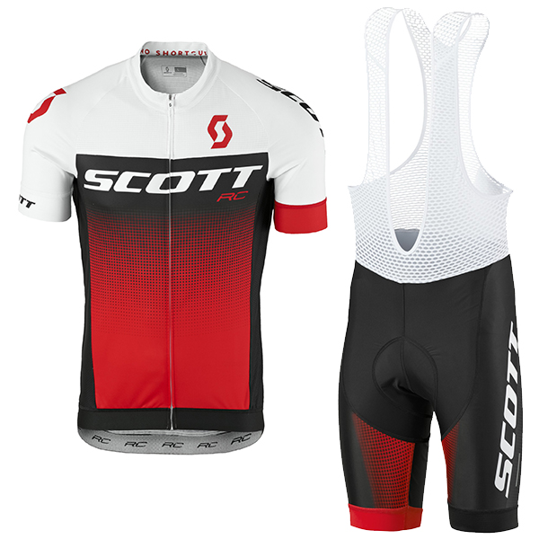 2017 Scott Rc Weiß Schwarz Rot Fahrradbekleidung Satz Radtrikot Kurzarm+Kurz Trägerhose Radtrikot Kaufen