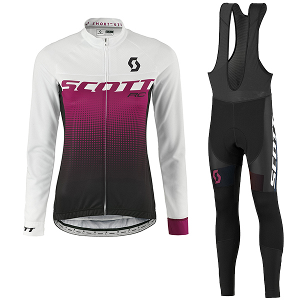 2017 Scott Rc Damen Weiß lila Fahrradbekleidung Satz Radtrikot Langarm+Lang Trägerhose Radtrikot Kaufen