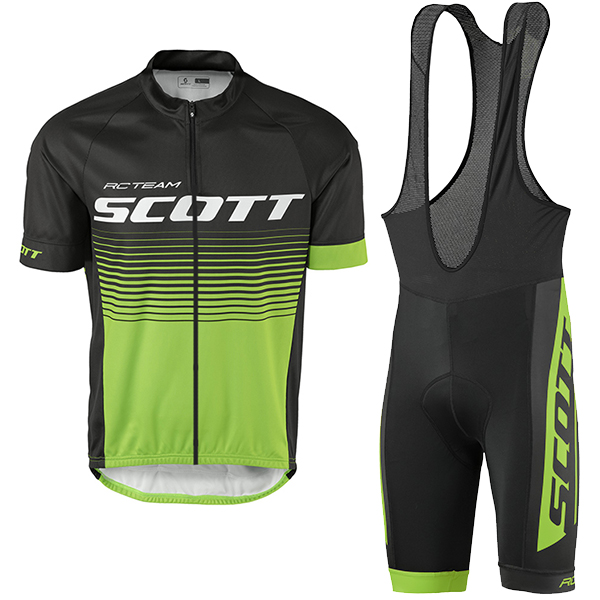 2017 Scott Rc Schwarz Grün Fahrradbekleidung Satz Radtrikot Kurzarm+Kurz Trägerhose Radtrikot Kaufen