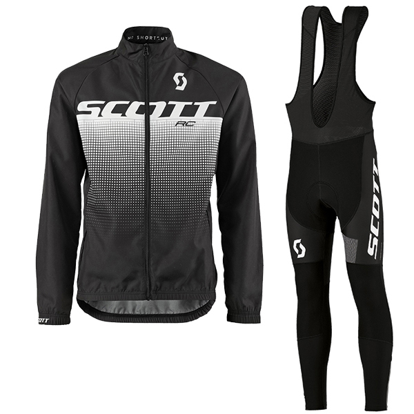 2017 Scott Rc Weiß-noir Fahrradbekleidung Satz Radtrikot Langarm+Lang Trägerhose Radtrikot Kaufen
