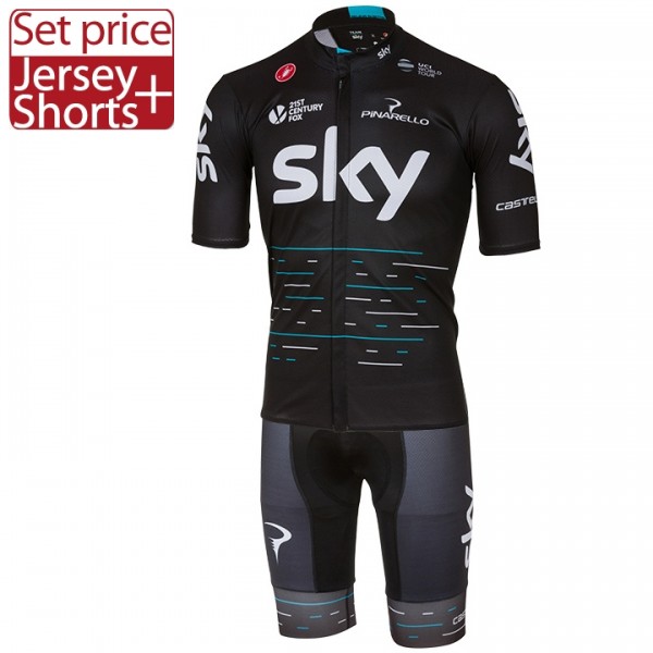 2017 Sky Pro Fahrradbekleidung Satz Radtrikot Kurzarm+Kurz Radhose Schwarz Radtrikot Kaufen