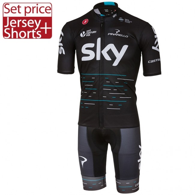 2017 Sky Pro Fahrradbekleidung Satz Radtrikot Kurzarm+Kurz Radhose Schwarz Radtrikot Kaufen 2017 Sky Pro Fahrradbekleidung Satz Radtrikot Kurzarm+Kurz Radhose Schwarz Radtrikot Kaufen