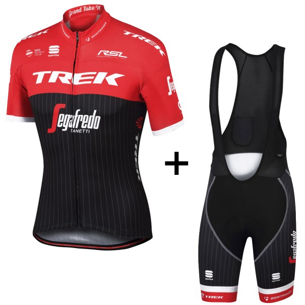 Trek Segafredo Pro 2017 Rot Fahrradbekleidung Satz Radtrikot Kurzarm+Kurz Trägerhose Schwarz Radtrikot Kaufen